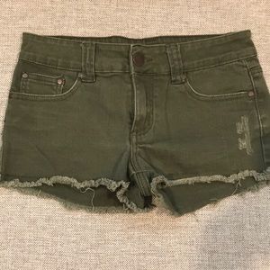 Forever 21 army green frayed short short